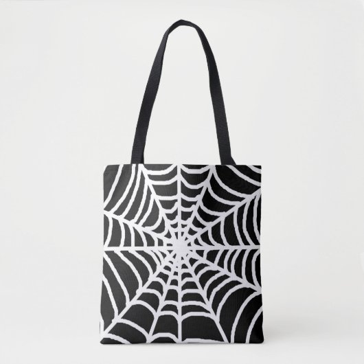 Tote Bag Toile d'araignée noire Joyeux Halloween (Devant)