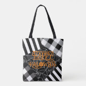 Tote Bag Toile d'araignée patchwork noir et blanc Halloween (Dos)