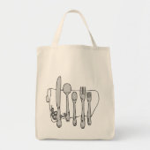 Tote Bag Toile d'art blanche de noir de vaisselle (Devant)
