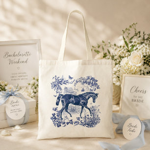 Tote Bag Toile de campagne élégante vintage rustique bleu c