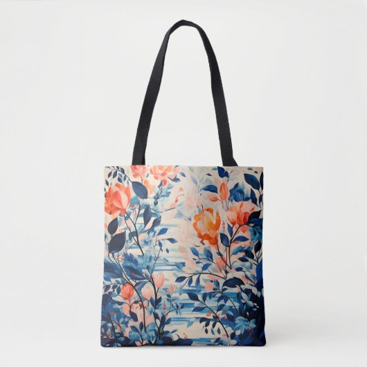 Tote Bag Toile de fleurs en aquarelle en pleine floraison (Devant)