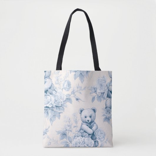 Tote Bag Toile et ours floraux français (Devant)
