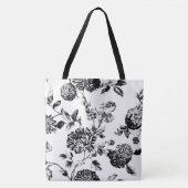 Tote Bag Toile floral moderne noir et blanc (Devant)