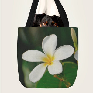 Tote Bag Toile Frangipani blanche pour ordinateur portable