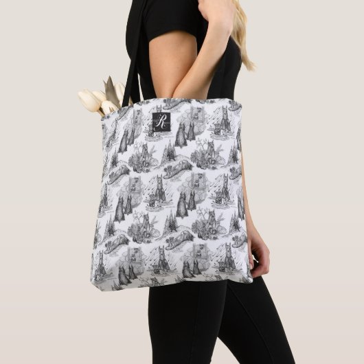 Tote Bag Toile noire MINI SCHNAUZER Terrier (De près)