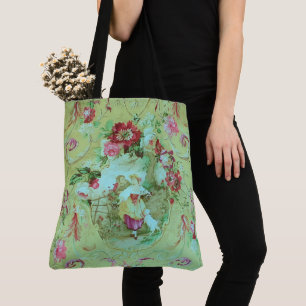 Tote Bag Toile victorienne antique Rococo Style Sage Green