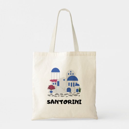 Tote Bag Toit bleu de l'architecture de Santorin Grèce (Dos)