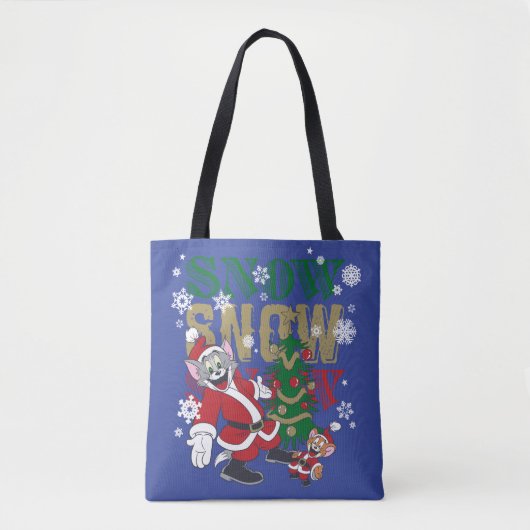 Tote Bag Tom et Jerry Santas By The Tree (Devant)