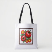 Tote Bag tomate design rouge et vert (Devant)