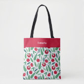 Tote Bag Tomate et concombre Motif végétal w Nom Rouge (Devant)