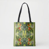 Tote Bag Tomates Cerises à Monogramme Personnalisé Initial (Devant)