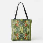 Tote Bag Tomates Cerises à Monogramme Personnalisé Initial (Dos)