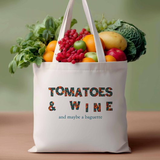 Tote Bag Tomates & Vins Été Shopping