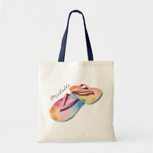 Tote Bag Tongs de plage aquarelle d'été tendance