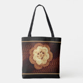 Tote Bag Tons beiges de Fleur Brown Crochet Artiste (Dos)