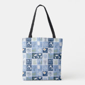 Tote Bag Tons Bleu, Blanc, Jaune Faux Patchwork (Dos)