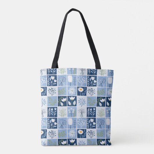 Tote Bag Tons Bleu, Blanc, Jaune Faux Patchwork (Dos)