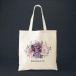 Tote Bag Tons de Dusty Purple Blooms Fête des mariées Cadea<br><div class="desc">Un élégant et moderne cadeau de douche nuptiale fleurie au milieu de l'été est doté d'un bouquet de pivoines roses aquarelles dans les tons de prune violette, rose poussiéreux, rose poussiéreux, mauve, sauge avec feuilles botaniques verdoyants et eucalyptus. S'il vous plaît trouver d'autres modèles et variantes de mon magasin "blissweddingpaperie"....</div>