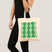 Tote Bag Tons de motif diamant vert (Devant (produit))