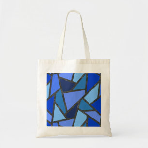 Tote Bag Tons de motif en vitrail bleu