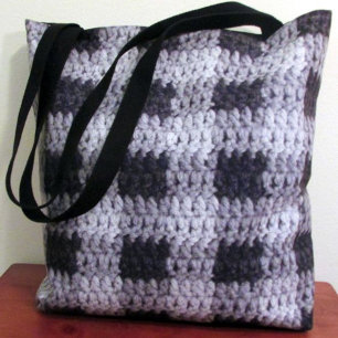 Tote Bag Tons gris noir Crochet de texture patinée d'entrep