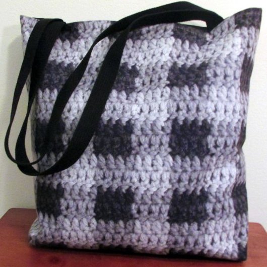 Tote Bag Tons gris noir Crochet de texture patinée d'entrep