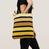 Tote Bag Tons Jaune Doré Sur Noir (De près)