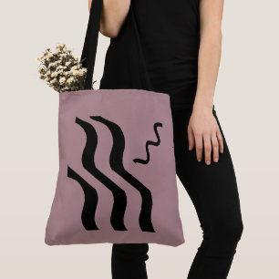 Tote Bag Tons roses vagues noires motif aztèque