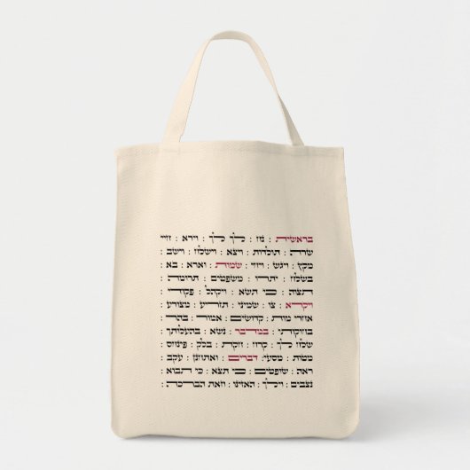 Tote Bag Torah Parshiot Parshas Weekly Readings (Devant)
