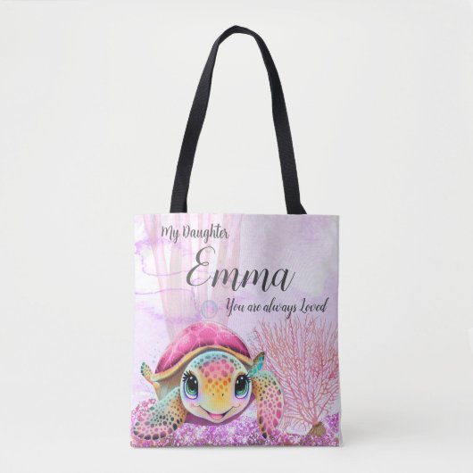 Tote Bag Tortue 4e anniversaire, sous la mer (Devant)
