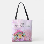 Tote Bag Tortue 4e anniversaire, sous la mer (Dos)