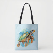 Tote Bag Tortue à peinture mignonne (Devant)