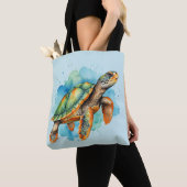 Tote Bag Tortue à peinture mignonne (De près)