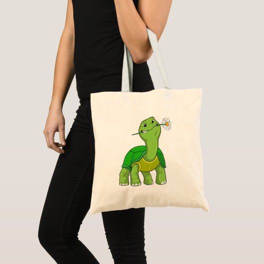 Tote Bag Tortue avec marguerite à fleurs (Devant (produit))