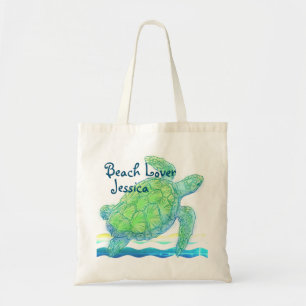 Tote Bag Tortue bleue et verte