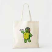 Tote Bag Tortue comme pilote avec avion en papier (Devant)