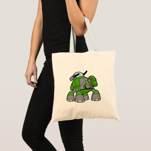 Tote Bag Tortue comme robot avec canons (Devant (produit))