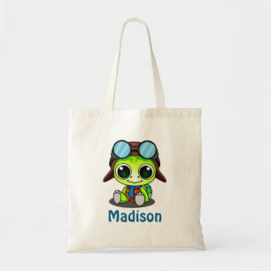 Tote Bag Tortue Cute Chibi personnalisée en Aviator Casquet