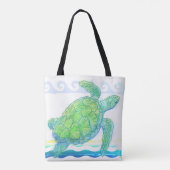 Tote Bag Tortue de mer bleue et verte (Dos)