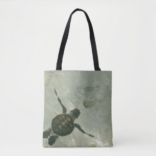 Tote Bag Tortue de mer de bébé nageant à la mer