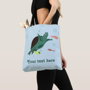 Tote Bag Tortue de mer mignonne sous l'art marin