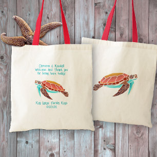Tote Bag Tortue de mer Texte personnalisé Mariage Bienvenue