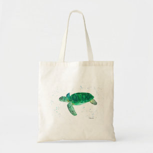 Tote Bag Tortue de mer verte aquarelle côtière océan tropic