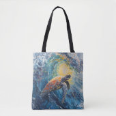 Tote Bag Tortue de mer vitrail (Devant)