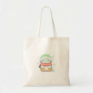Tote Bag Tortue d'hiver Cozy avec Dessin Kawaii Écharpe