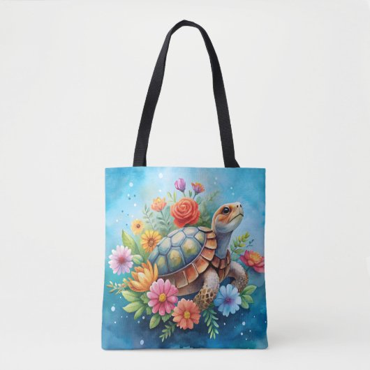 Tote Bag Tortue florale (Devant)