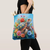 Tote Bag Tortue florale (De près)