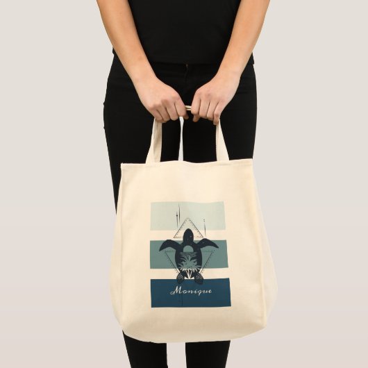 Tote Bag Tortue géométrique moderne Personnalisée (Devant (produit))