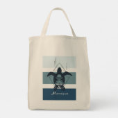 Tote Bag Tortue géométrique moderne Personnalisée (Dos)