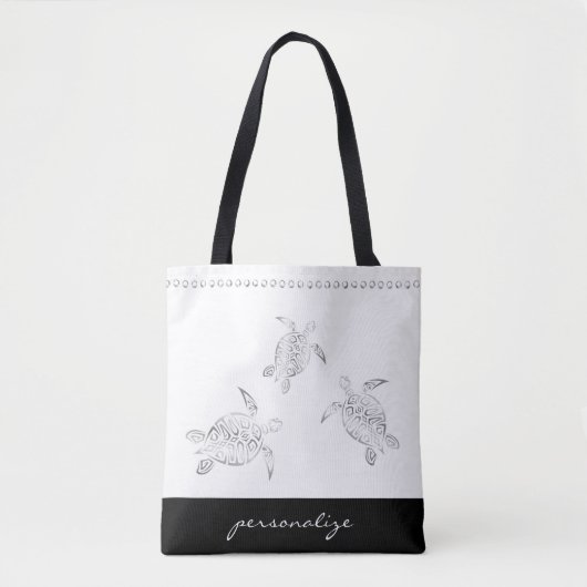Tote Bag Tortues de mer argentées Blancs (Devant)